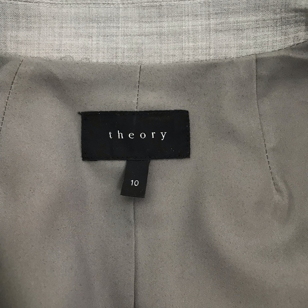 Theory Grey Single Button Dancey Wool Blazer - image 7